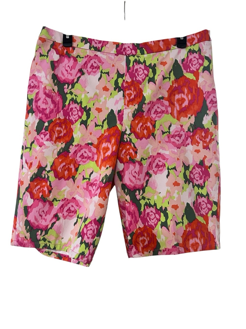 Isaac Mizrahi Live Multicolor Pink Orange Floral Waistband Shorts
